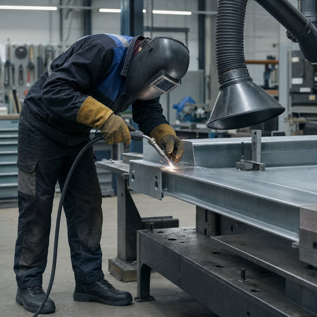 welder preparing galvanised steel safely before welding