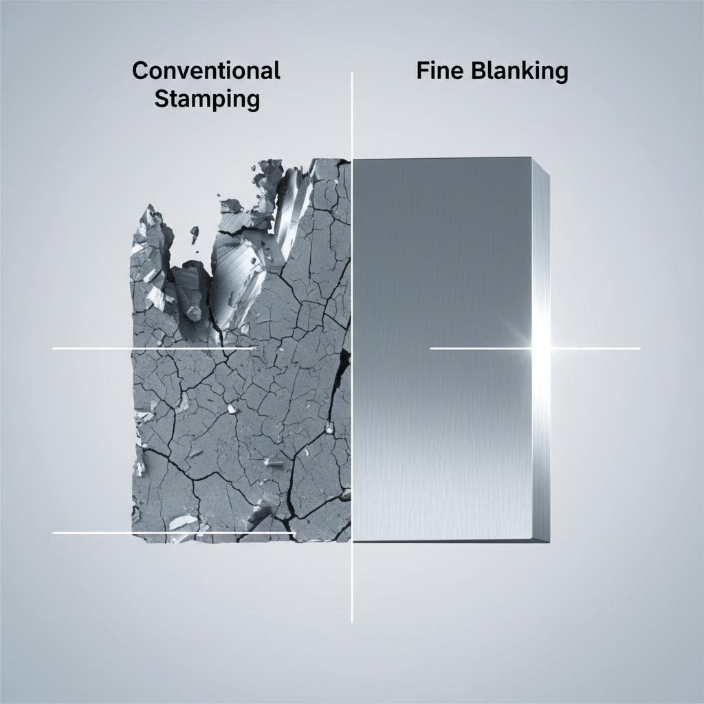 Microscopic comparison of conventional stamped edge vs smooth fine blanked edge