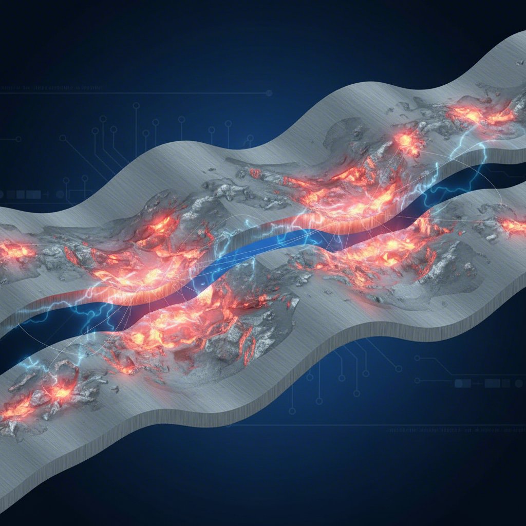 microscopic view of two metal surfaces showing the friction and adhesion that causes galling