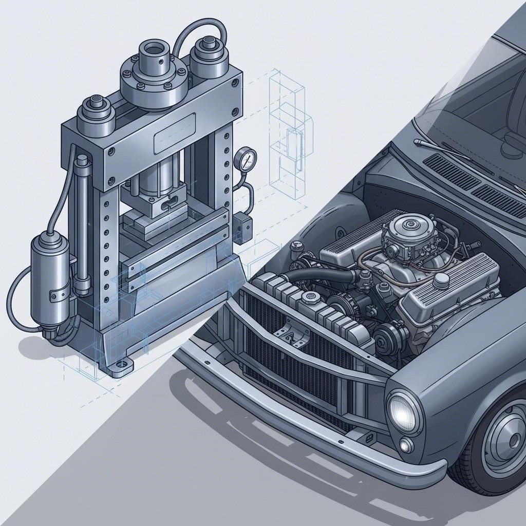 Industrial metal stamping process compared with automotive restoration application