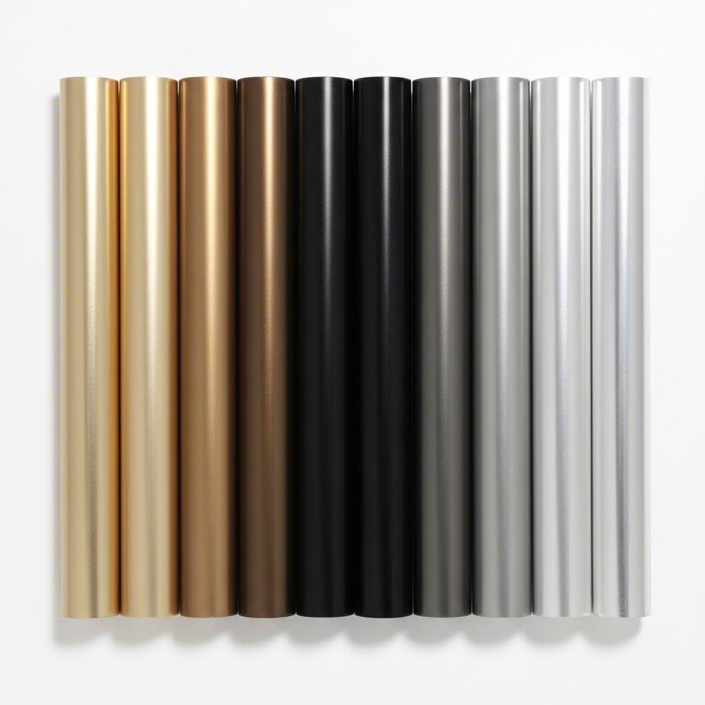 anodized aluminum tubes displaying various color and finish options
