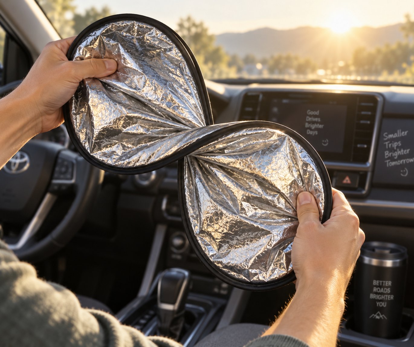 How To Fold Car Sunshade Back Into That Tiny Pouch — Finally