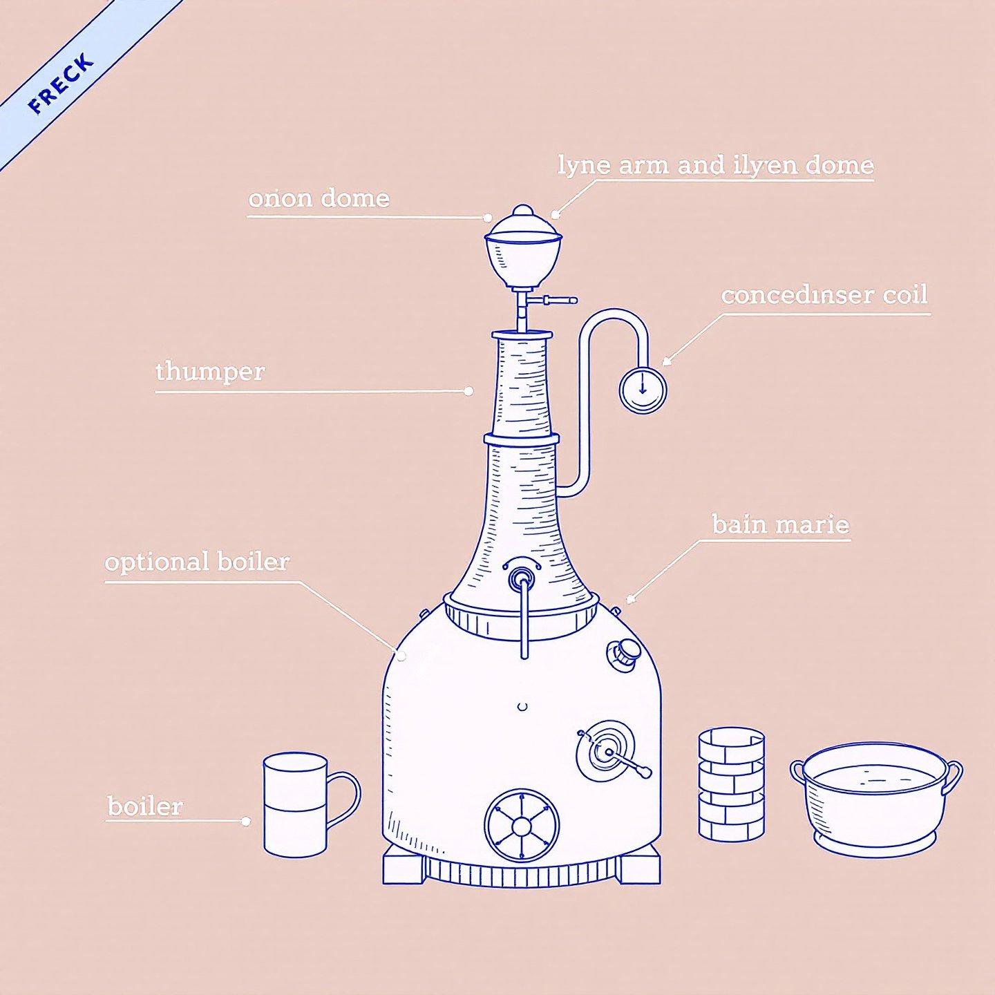 key parts of a copper still highlighting essential components and their functions