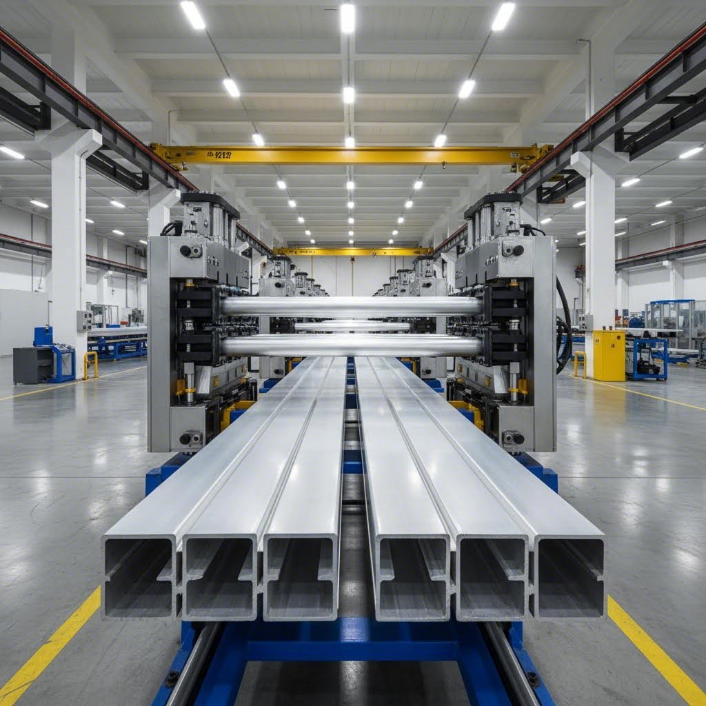stretching operation straightens aluminum profiles after extrusion