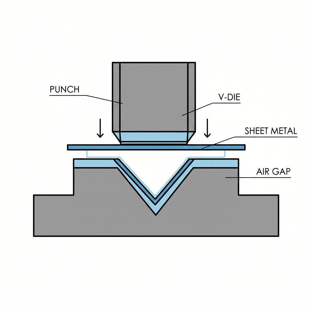 air bending technique showing metal forming without full die contact