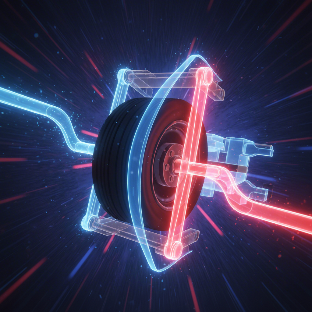 conceptual art of a tubular control arm maintaining suspension geometry under stress