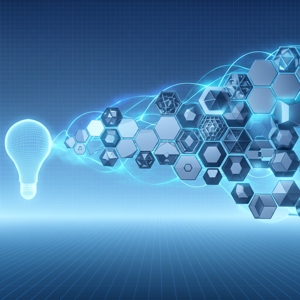 conceptual illustration of the evolution from a single prototype to mass produced parts