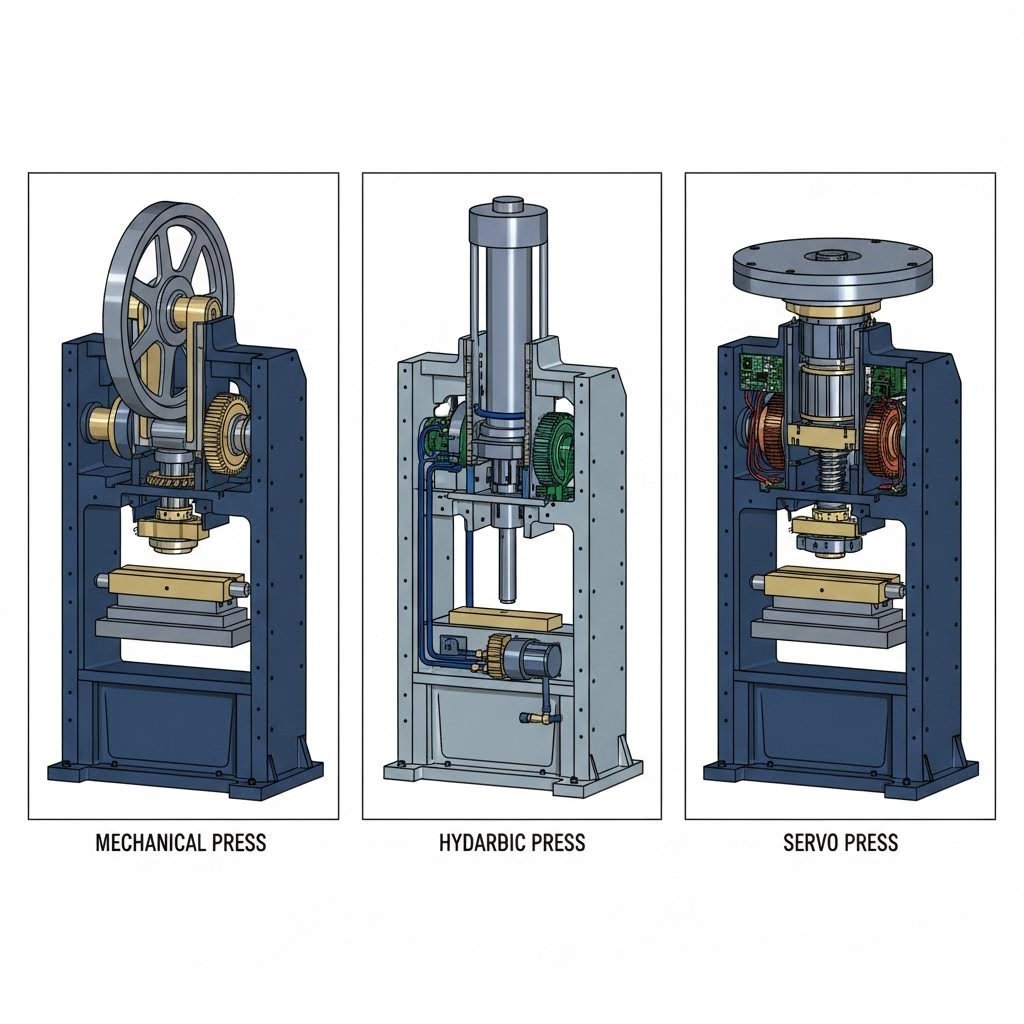 mechanical hydraulic and servo press configurations for metal stamping