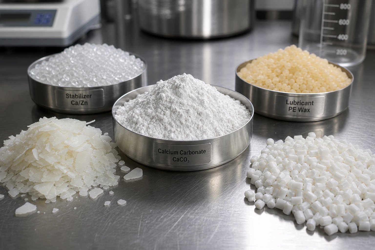 pvc compound additives including stabilizers lubricants and fillers essential for processability