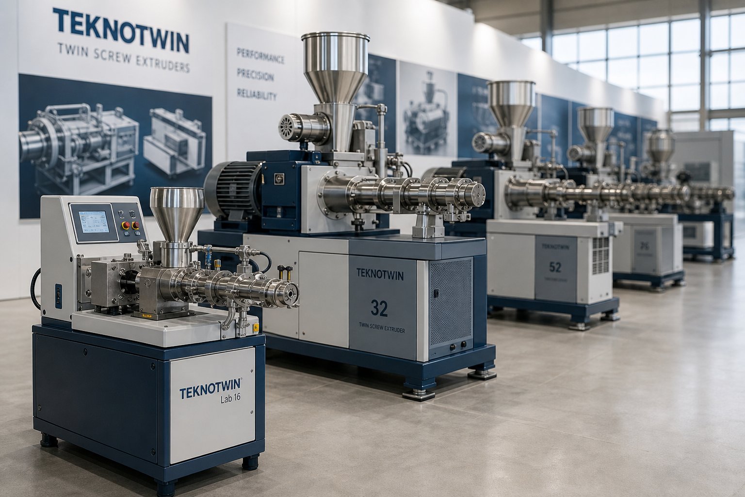range of twin screw extruder machines from lab scale to industrial production size representing the variety buyers encounter across brands