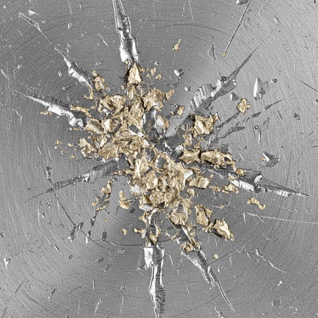 Microscopic visualization of galling aluminum adhesion damaging the die surface