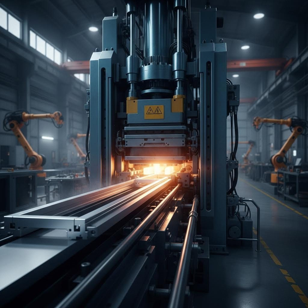 modern aluminum extrusion press manufacturing precision window frame profiles