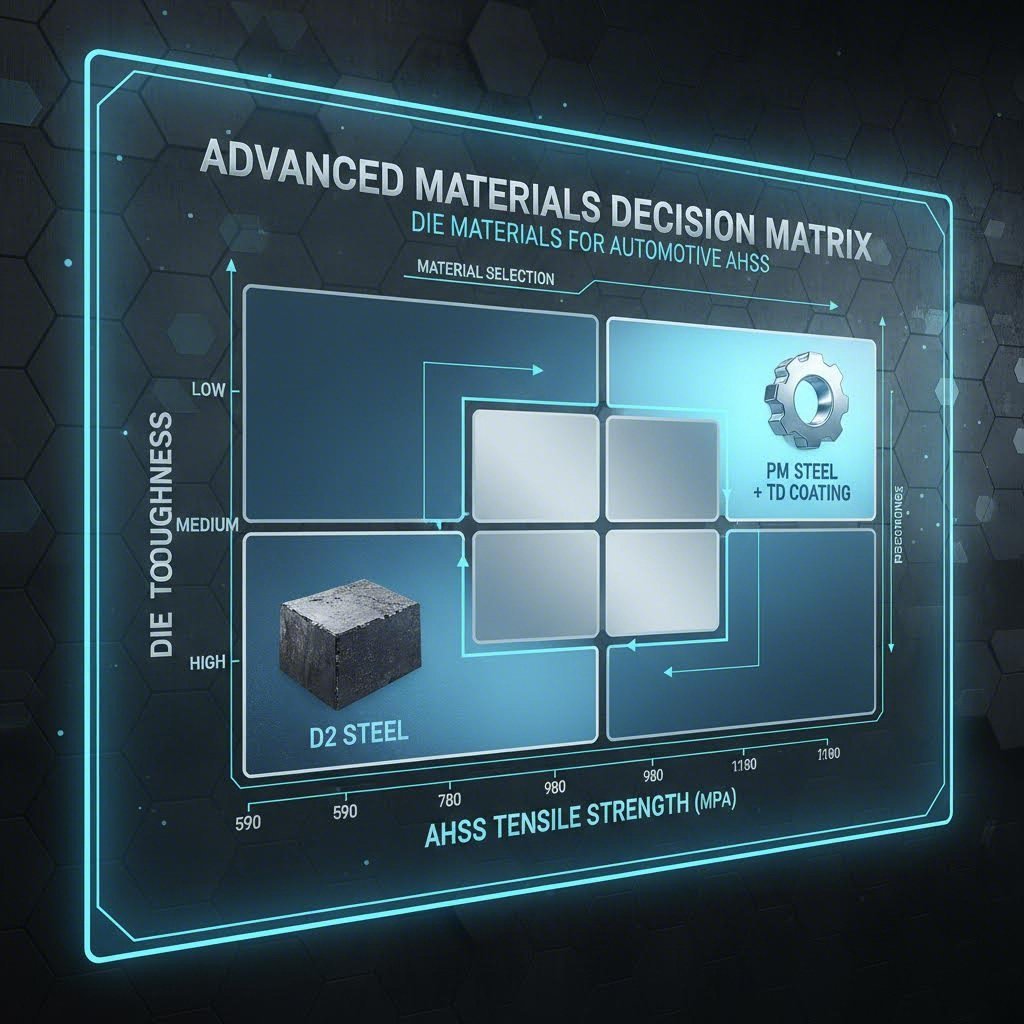 Material selection matrix matching AHSS tensile strength to die material grades