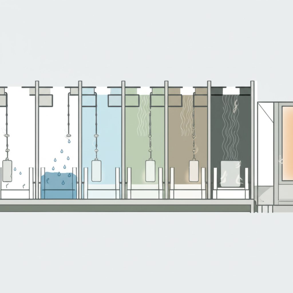 the multi stage workflow of the electrophoretic coating process