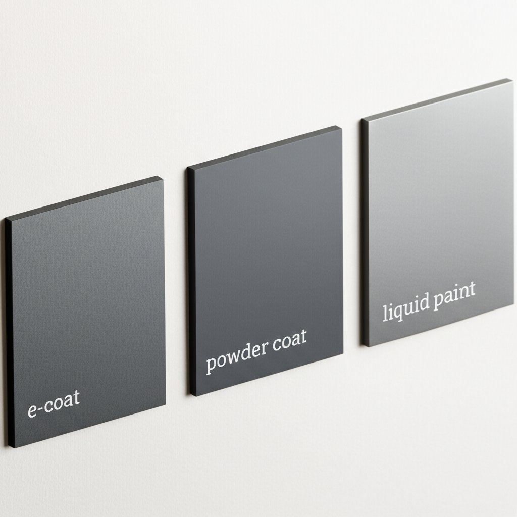 visual comparison of e coat powder coat and liquid paint finishes