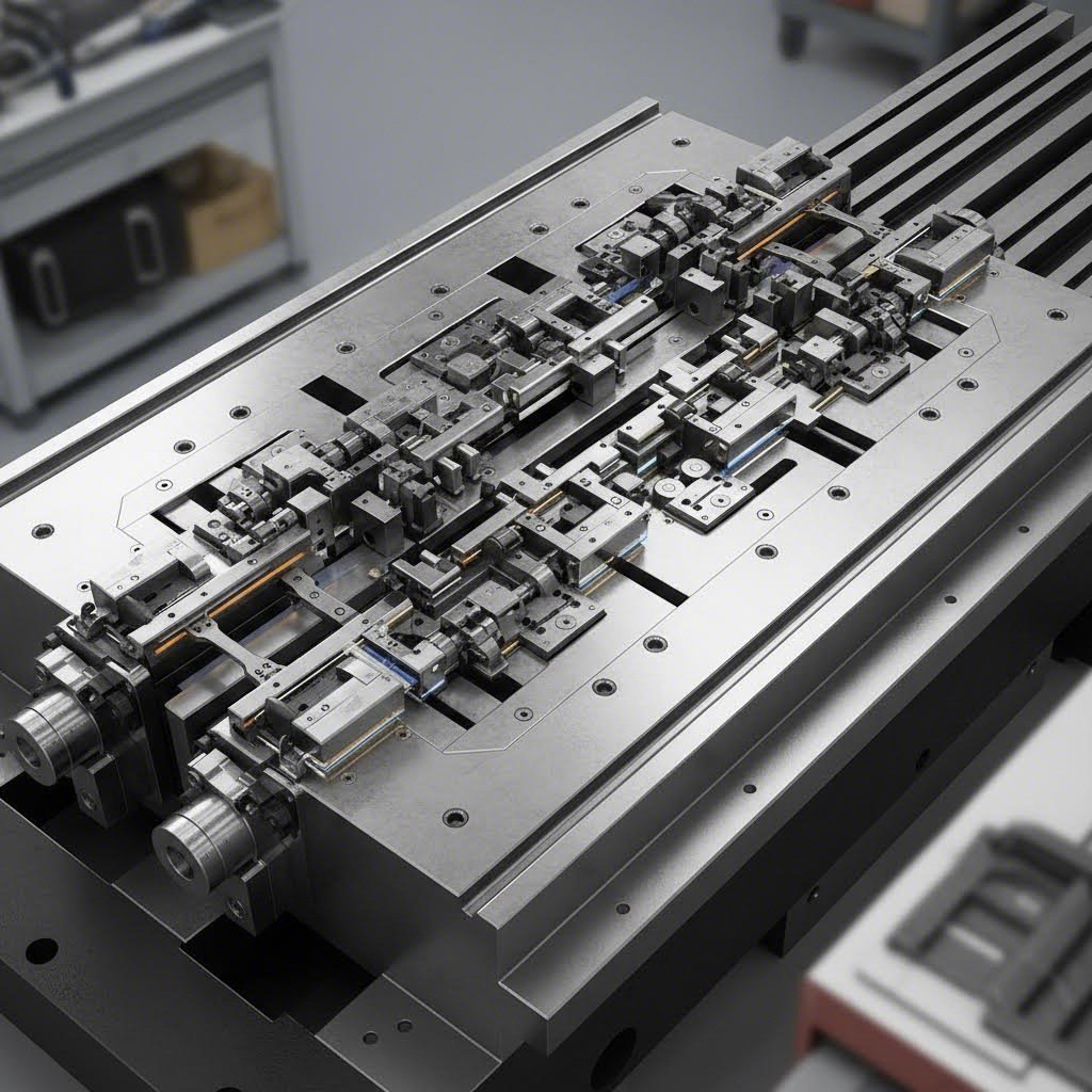 multiple cam mechanisms integrated into progressive die configuration