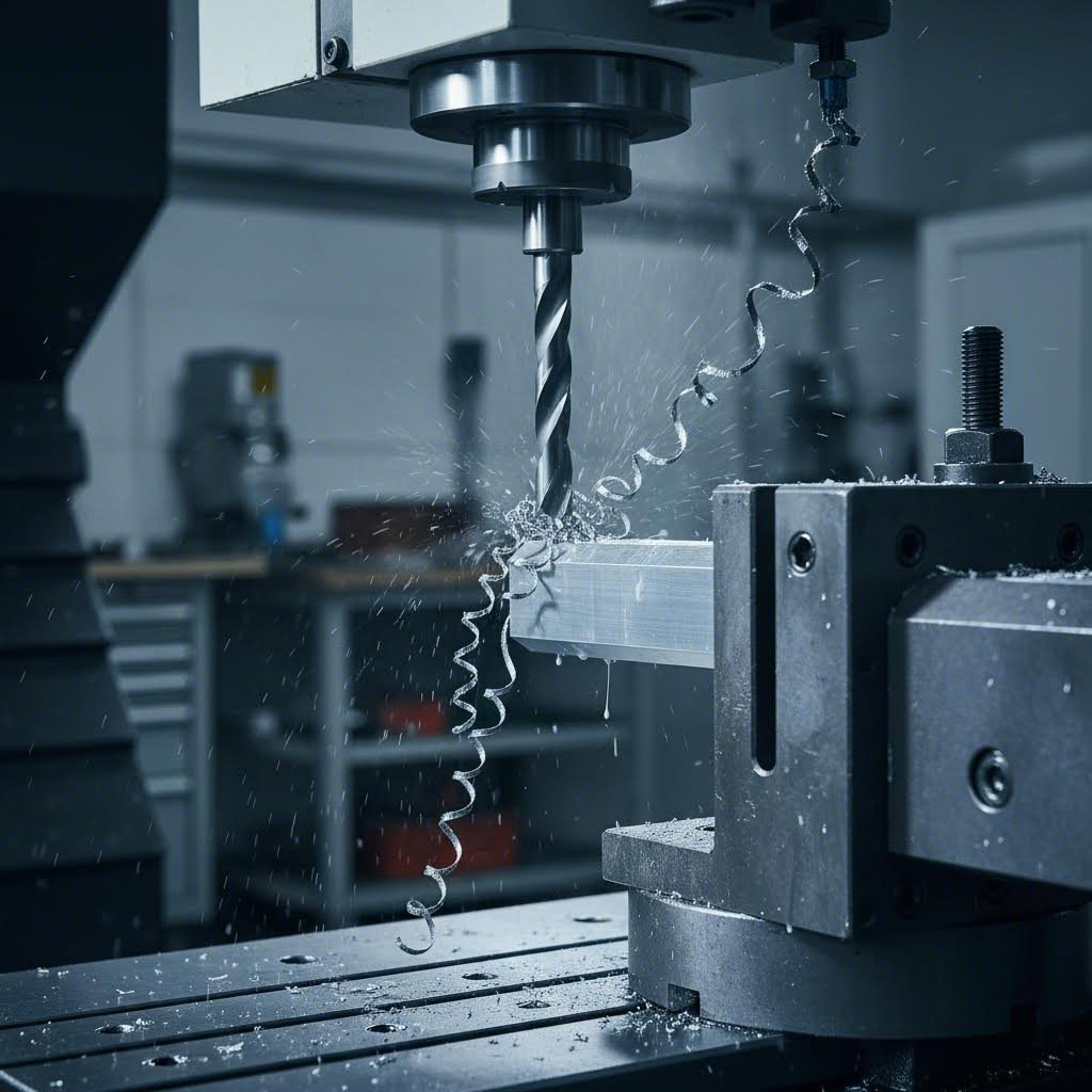 cnc precision drilling operation on hexagonal aluminum bar stock