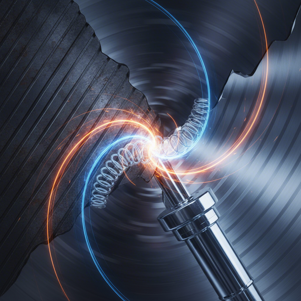 conceptual art comparing the textures and properties of steel and aluminum for suspension parts