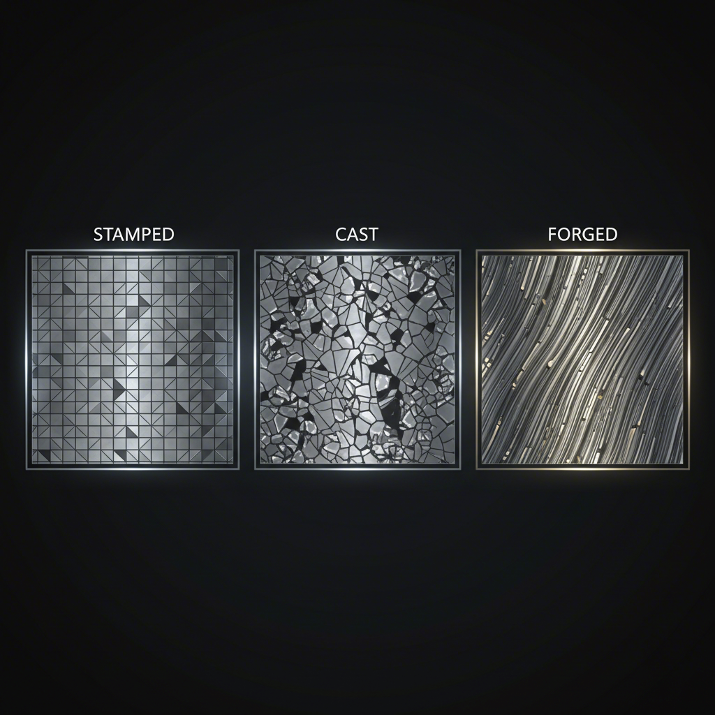 visual comparison of stamped cast and forged metal grain structures