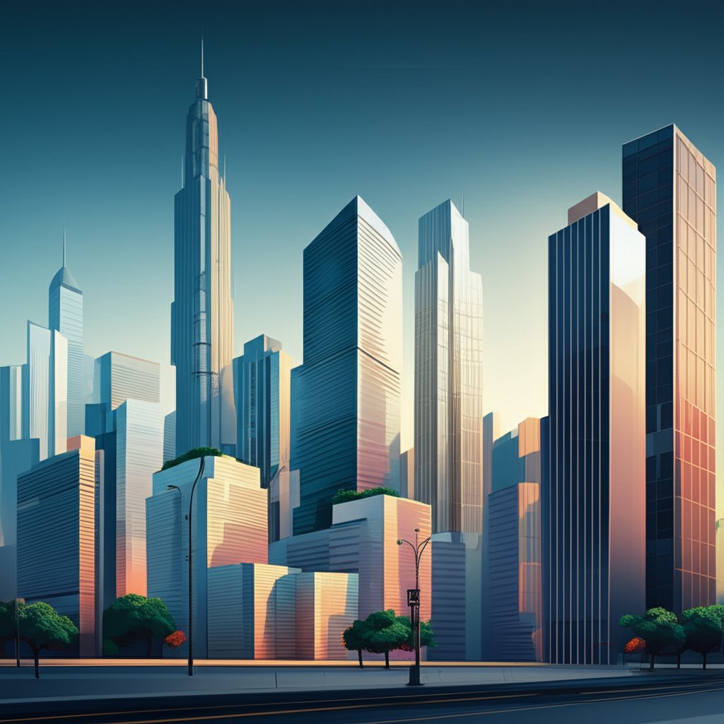 modern cityscape with sleek vibrant powder coated aluminum profiles enhancing architectural aesthetics