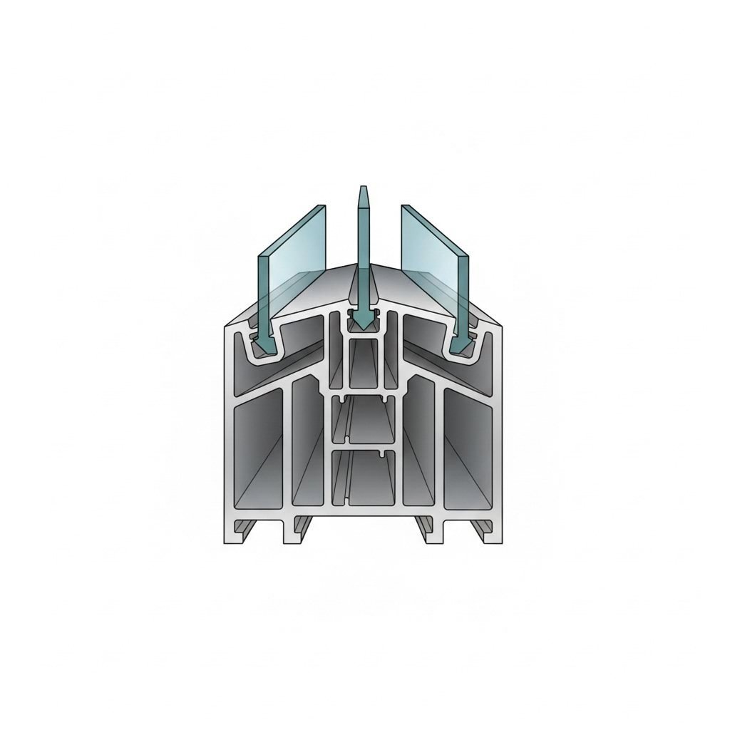 engineered aluminum extrusion profile designed for structural strength with slim aesthetics