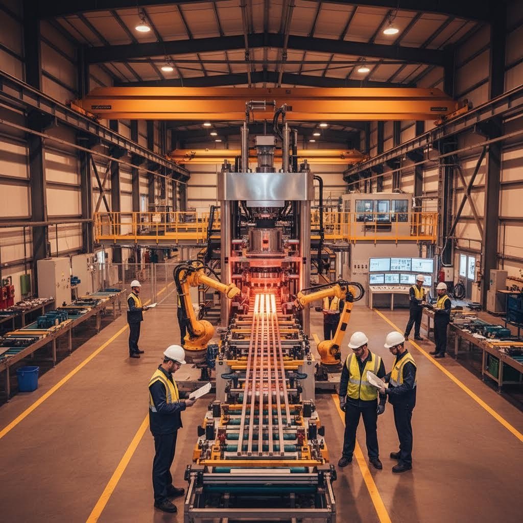 professional aluminum extrusion manufacturing facility with advanced press technology