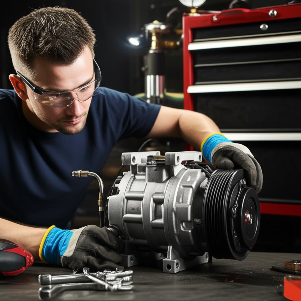 safe replacement process for a car ac compressor