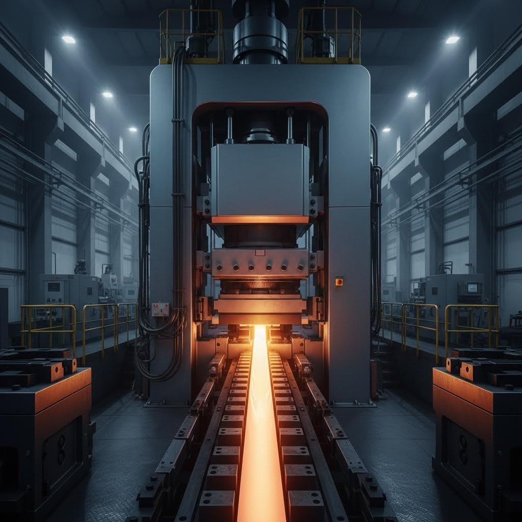 industrial aluminum extrusion press producing custom heat sink profiles