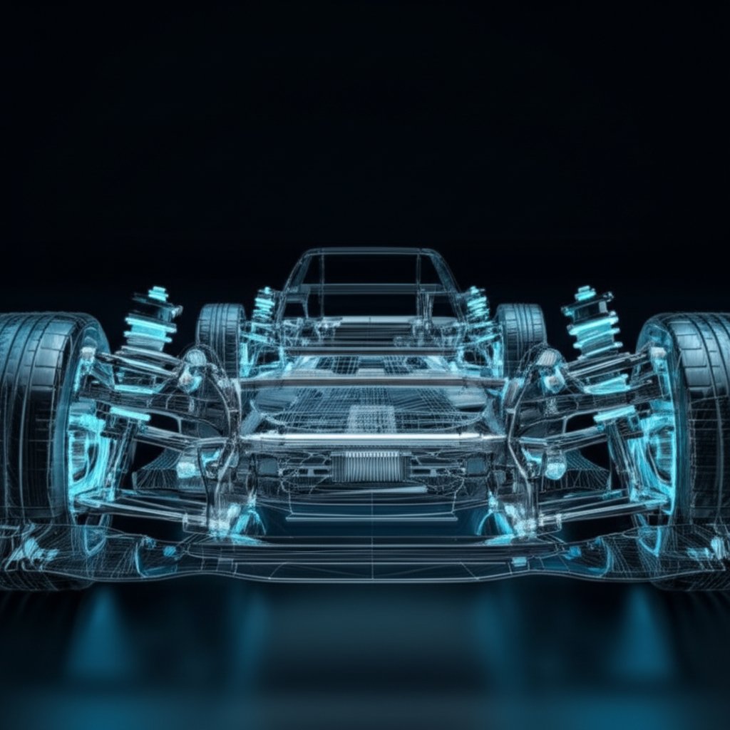 illustration of aluminum bushing applications in a cars chassis system