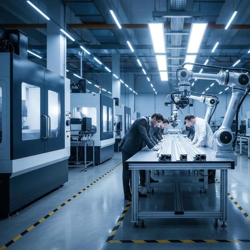 advanced aluminum extrusion facility with integrated cnc machining and quality inspection capabilities
