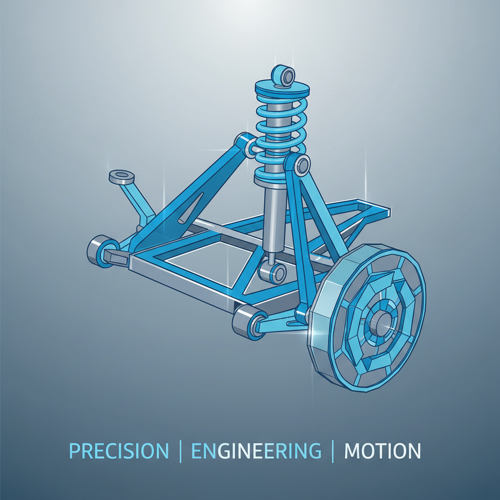 conceptual illustration of an automotive suspension and control arm assembly