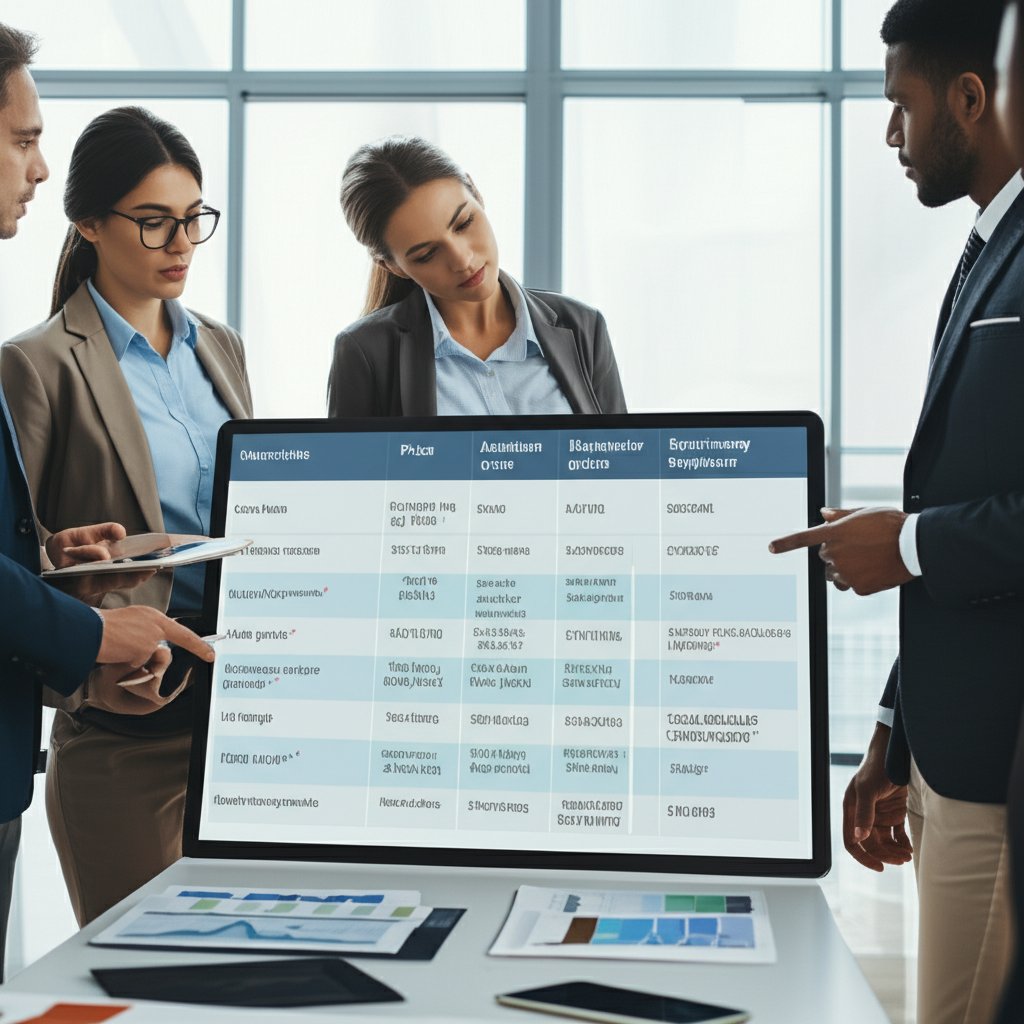 a team analyzes a supplier comparison table to shortlist the best aluminum extrusion partners