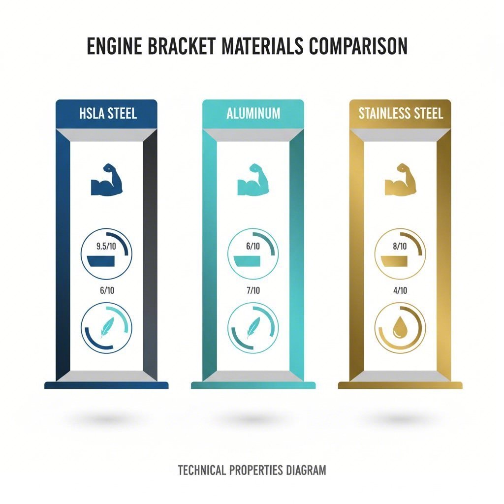Material comparison for engine brackets HSLA Steel vs Aluminum vs Stainless Steel