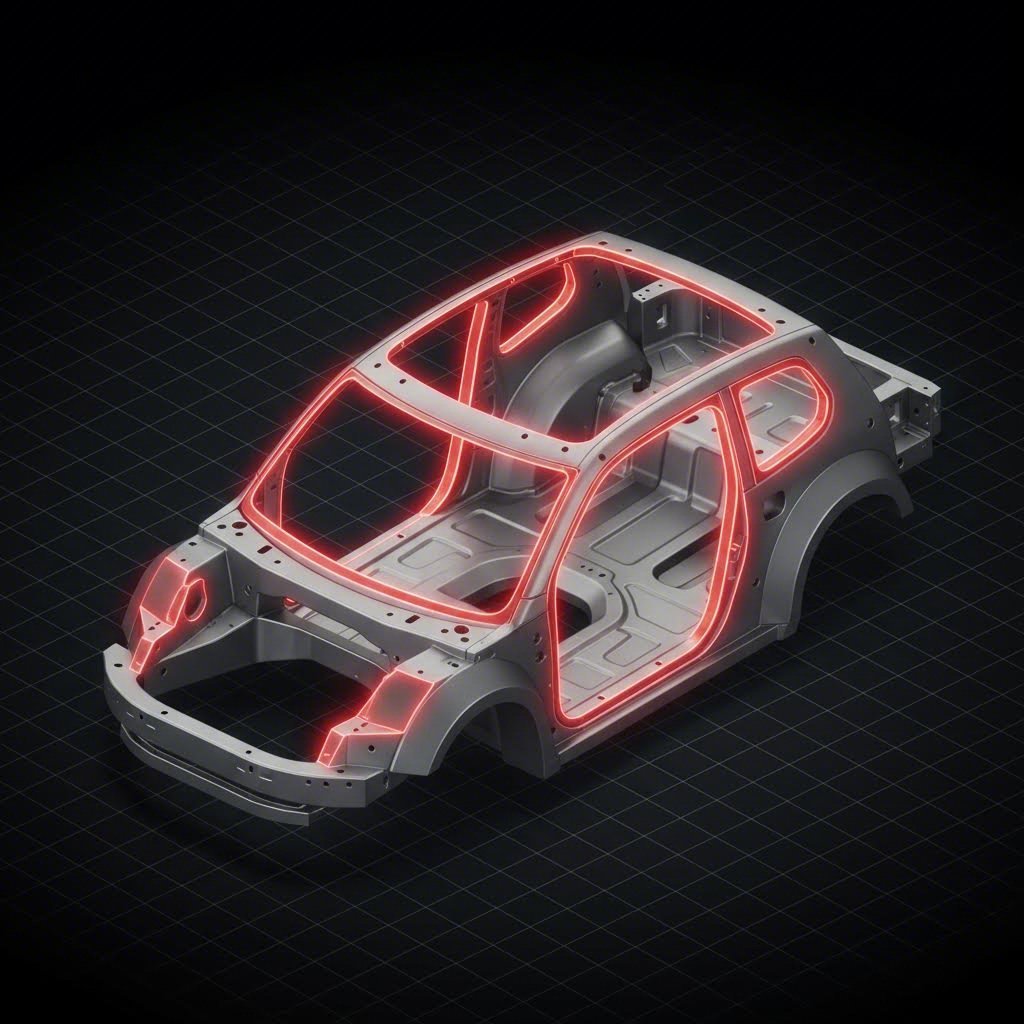 Press hardening steel creates the rigid safety cage structure in modern vehicle chassis