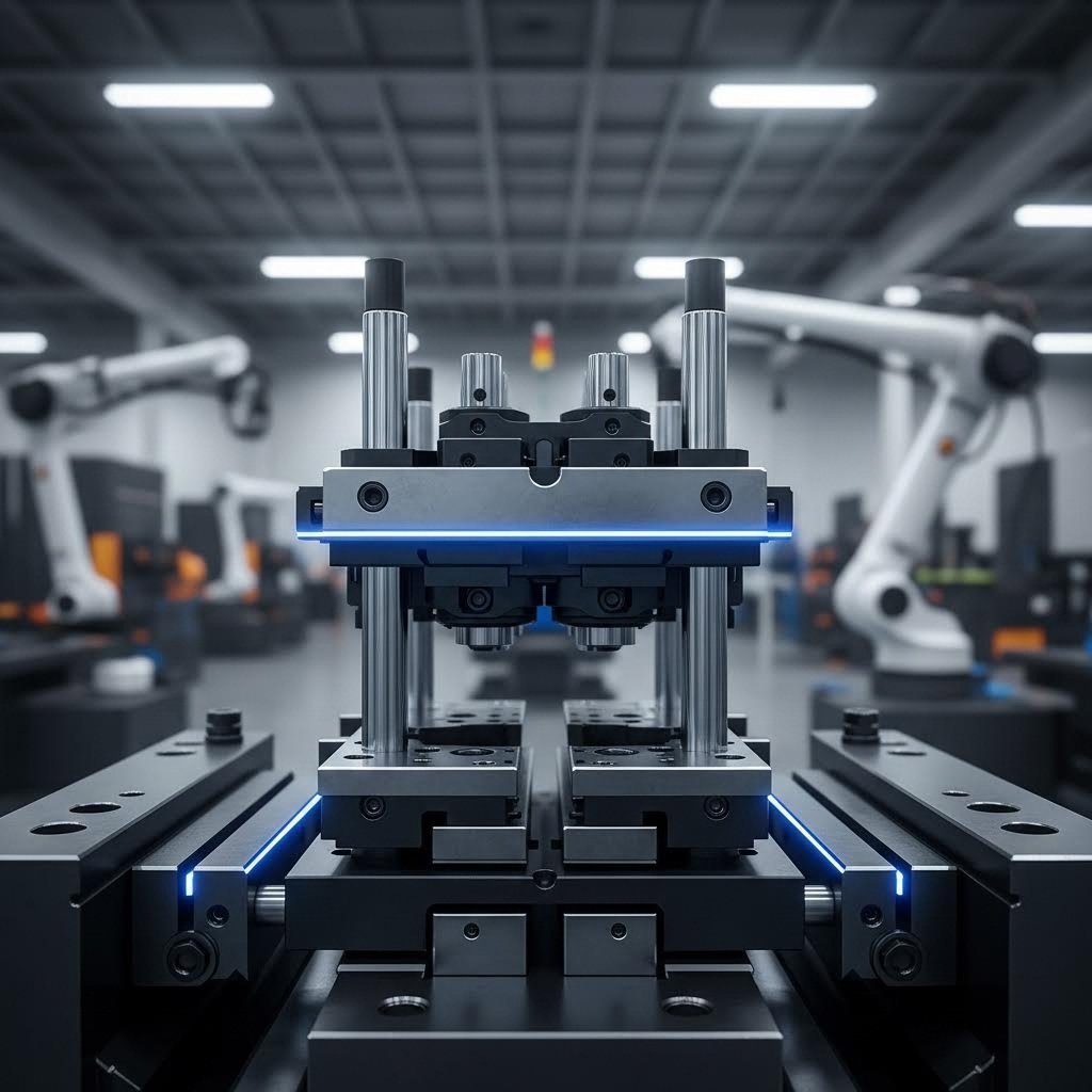 precision stamping die set assembly with guide posts and die shoes for metal forming operations