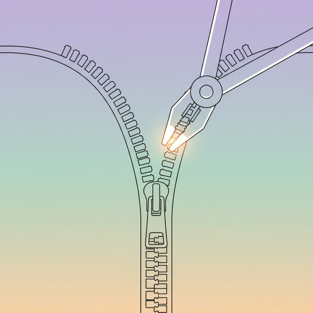 an abstract illustration of tools repairing a zipper symbolizing a simple diy fix