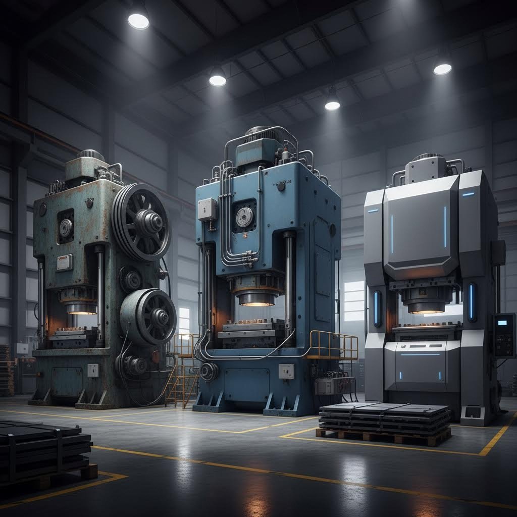 comparison of mechanical hydraulic and servo driven stamping press types