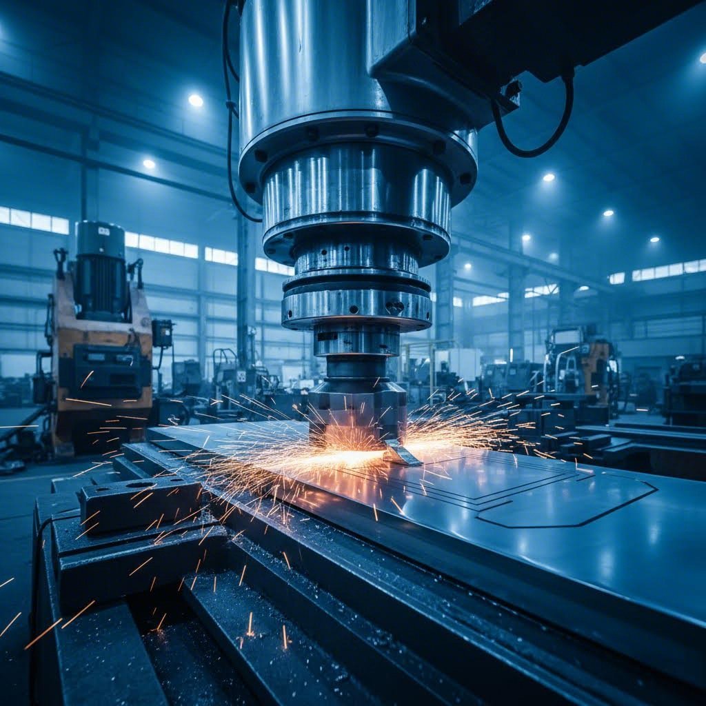 industrial stamping press transforming flat sheet metal into precision components