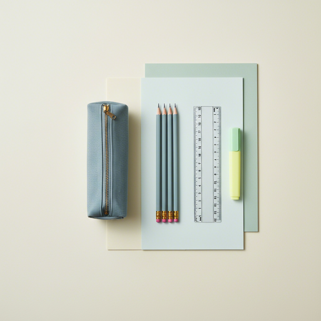 a well organized pencil pouch with essential middle school supplies