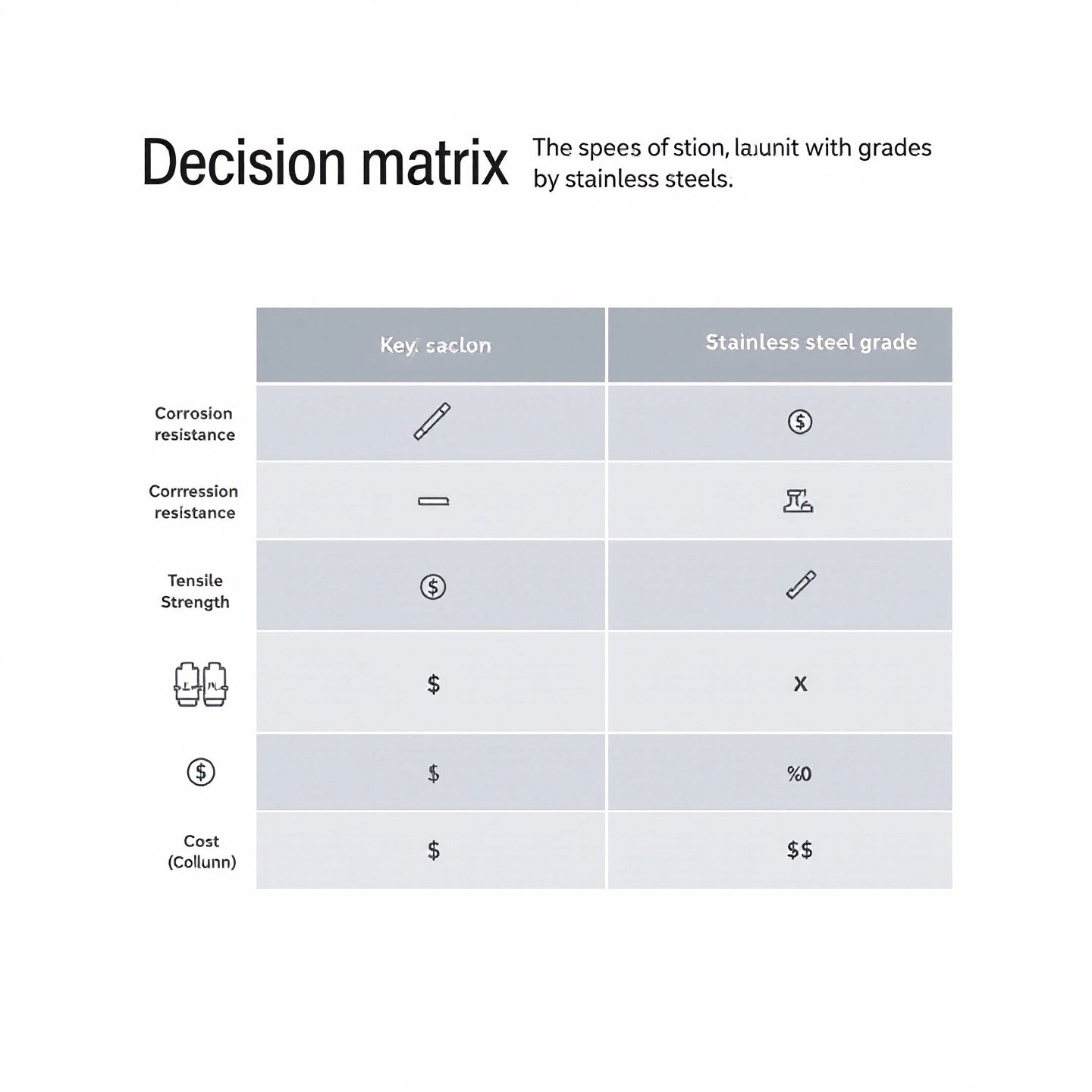 quick reference comparison matrix for selecting between 304 and 316 stainless steel