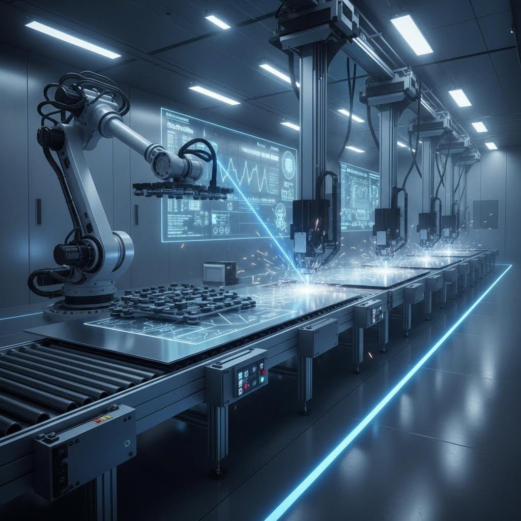 next generation automated laser cutting system featuring ai monitoring and robotic material handling