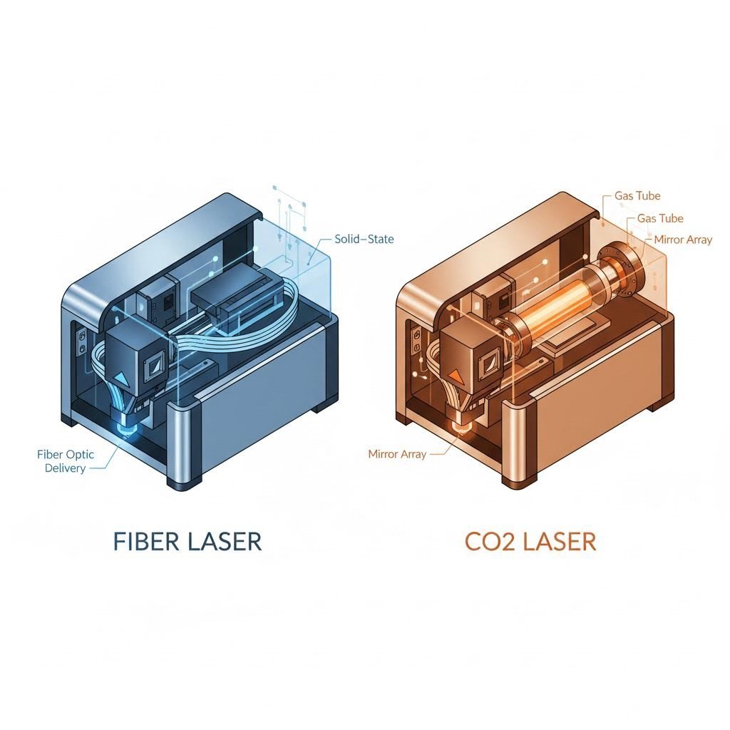 fiber laser and co2 laser systems showing fundamental design differences
