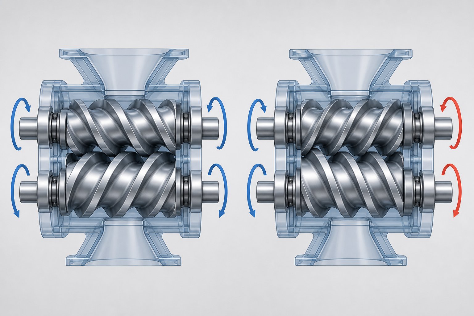co rotating and counter rotating screw configurations serve different extrusion applications