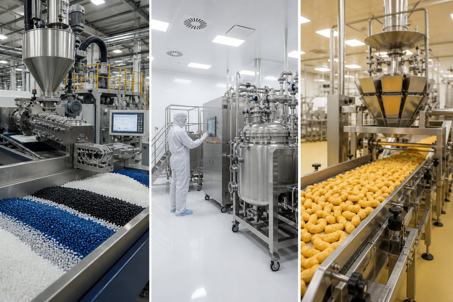 polymer pharmaceutical and food industries each impose unique requirements on extruder suppliers