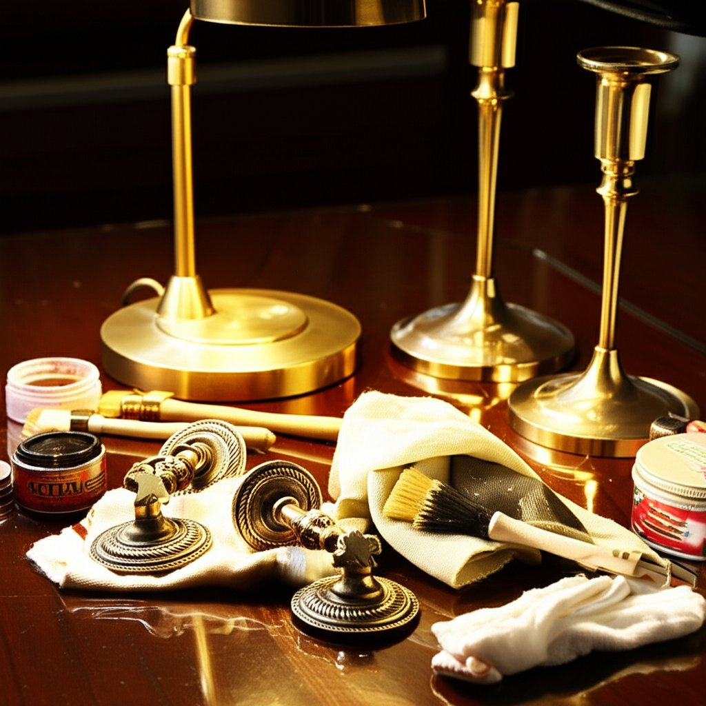 brass doorknobs lamps and candlesticks being cleaned with tailored methods
