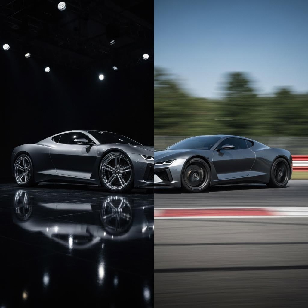 visual comparison of deep lip show wheels versus lightweight performance barrel configurations