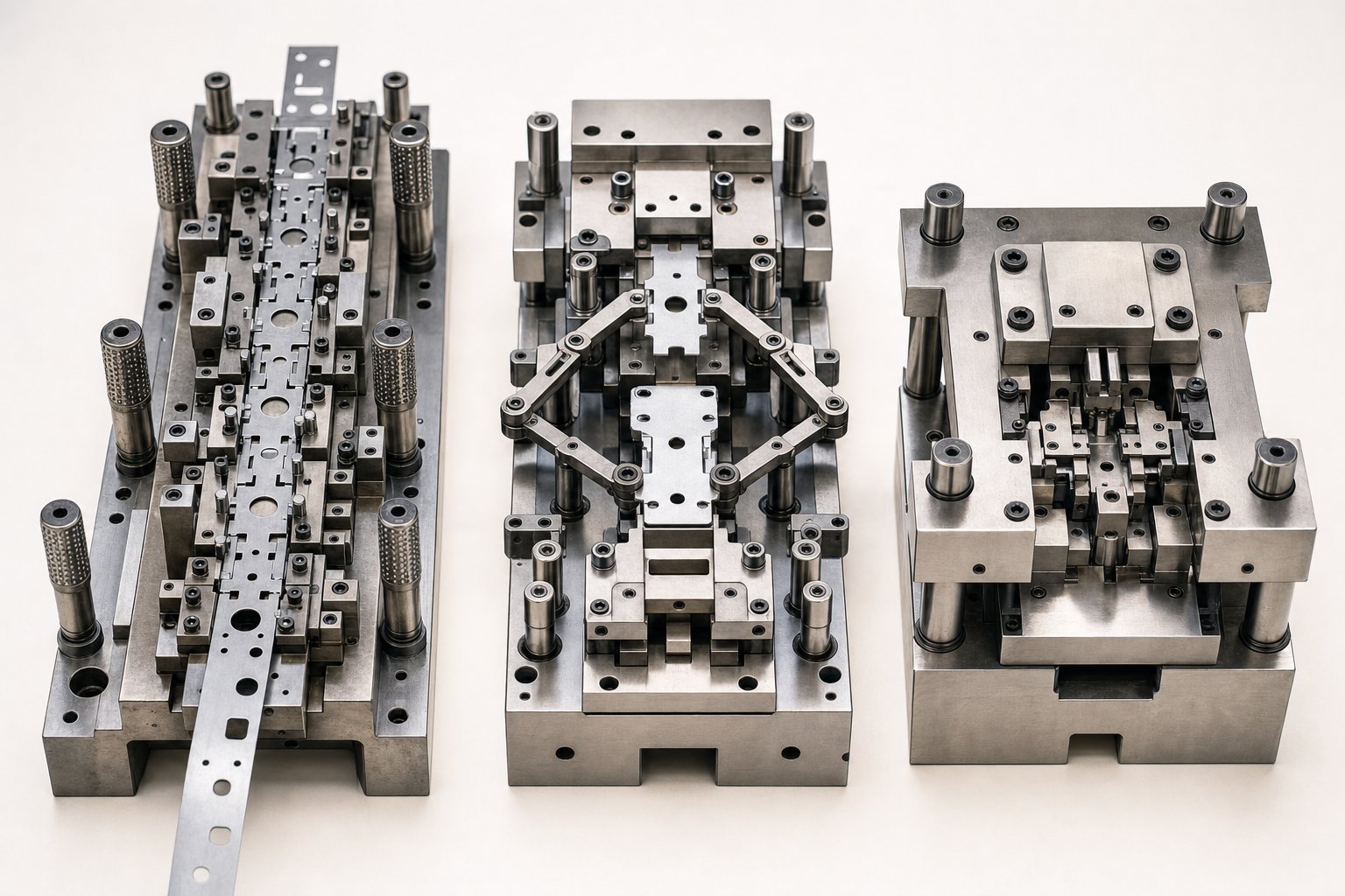 three major stamping die types%E2%80%94progressive transfer and compound%E2%80%94each engineered for different part geometries and production volumes
