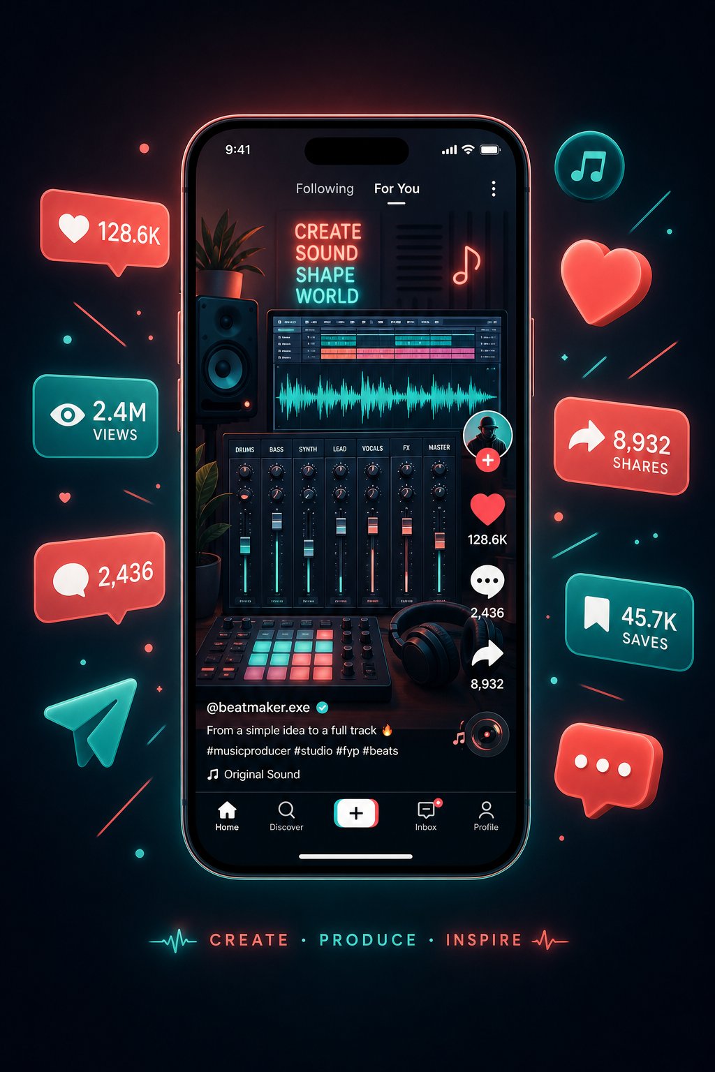 marketing an ai music artist through short form video content showing the creative process on social media platforms
