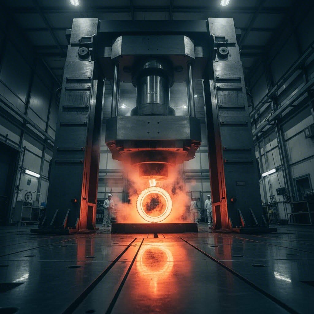 the forging process subjects aluminum billets to extreme pressure for superior strength