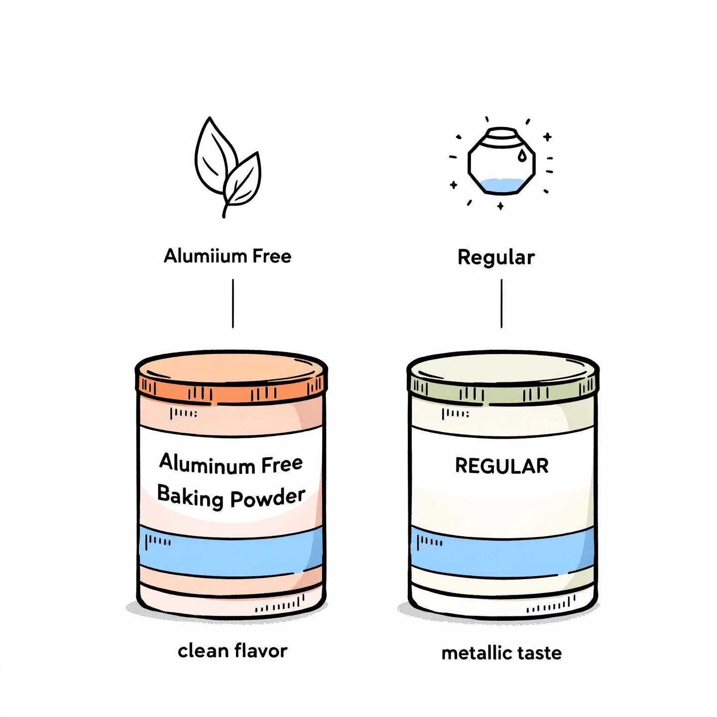 visual comparison between aluminum free and regular baking powder